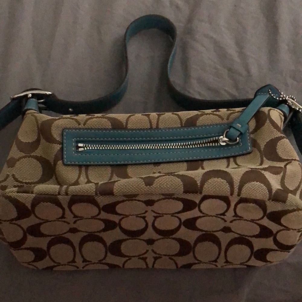 Teal & Tan COACH Purse